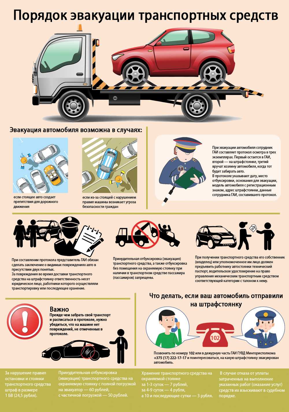 Правила эвакуации автомобилей на штрафстоянку в 2020 году